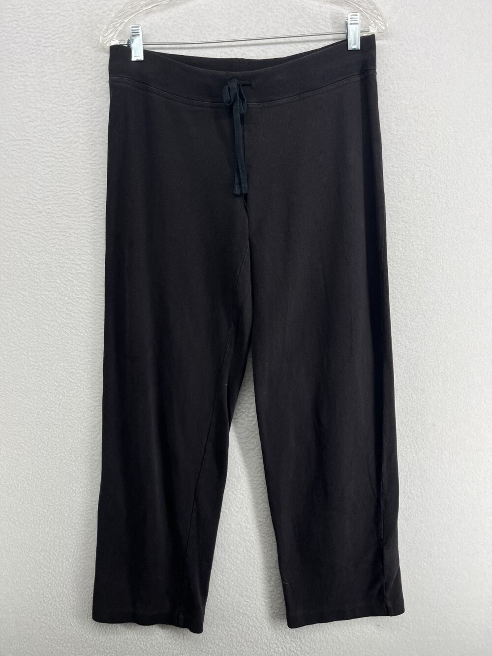 EILEEN FISHER Pants PS Heavy Brushed Jersey Cotton Straight Drawstring Black